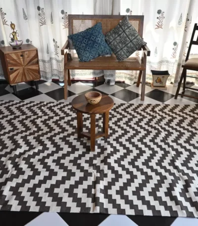 brown cotton dhurrie rug flatweave texture