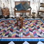 multi-color cotton dhurrie rug flatweave texture