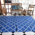 royal blue cotton dhurrie rug flatweave texture