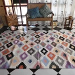 multi-color cotton dhurrie rug flatweave texture