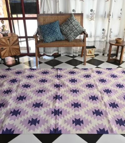 lavender cotton dhurrie rug flatweave texture