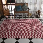 deep red cotton dhurrie rug flatweave texture
