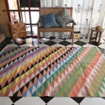 multi-color cotton dhurrie rug flatweave texture