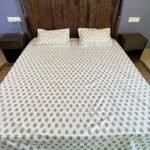 CraftInfo Floral Printed Bedsheet – Elegant Brown & Teal Floral Design