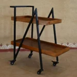Craftinfo 2-Tier Wooden Serving Trolley with Wheels