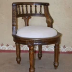 Craftinfo Carved Wooden Accent Chair with Upholstered Seat