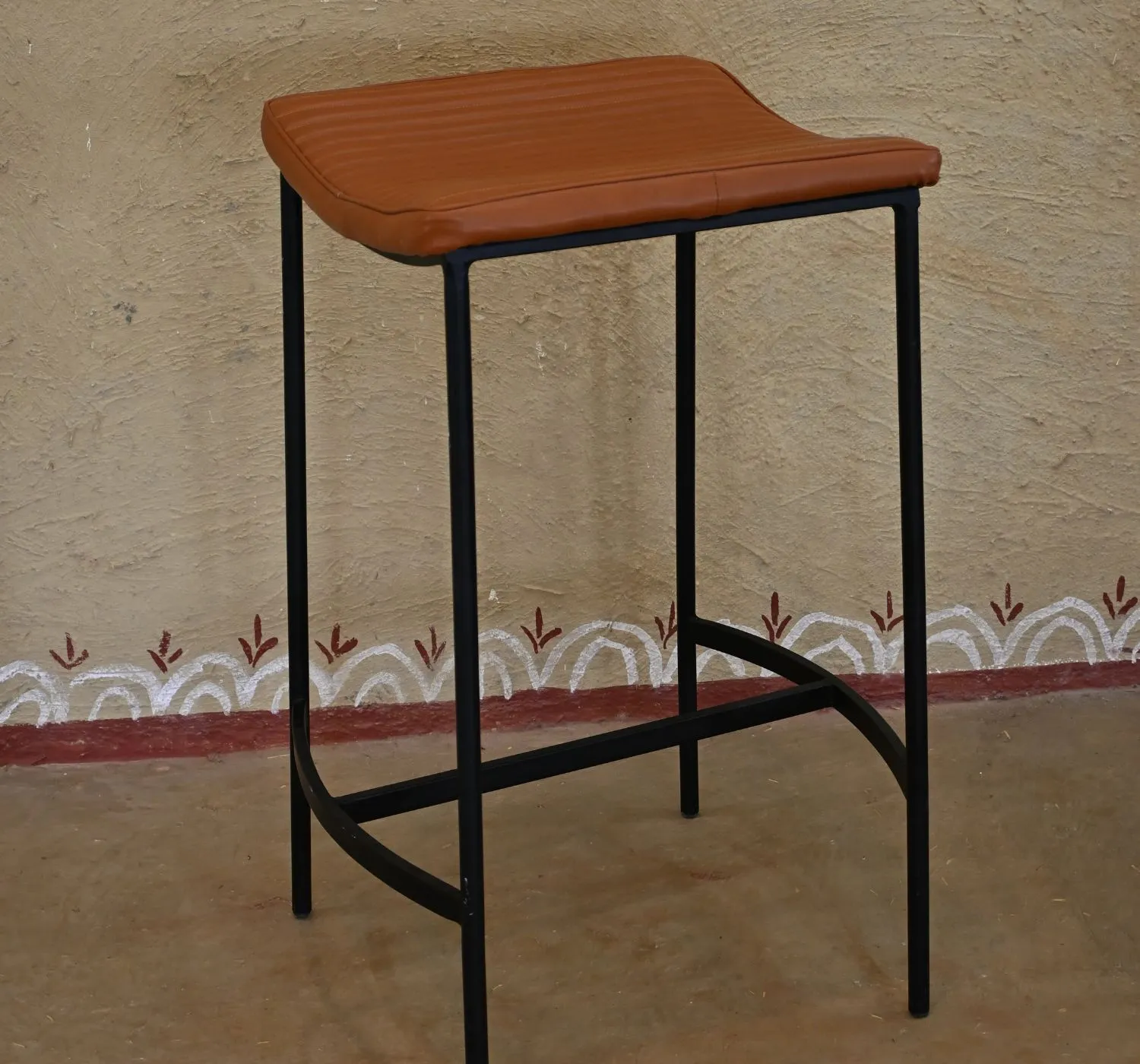 1_result Craftinfo Modern Leather Bar Stool with Metal Frame - Image 1
