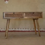 Craftindo Wooden Console Table with Cane Doors