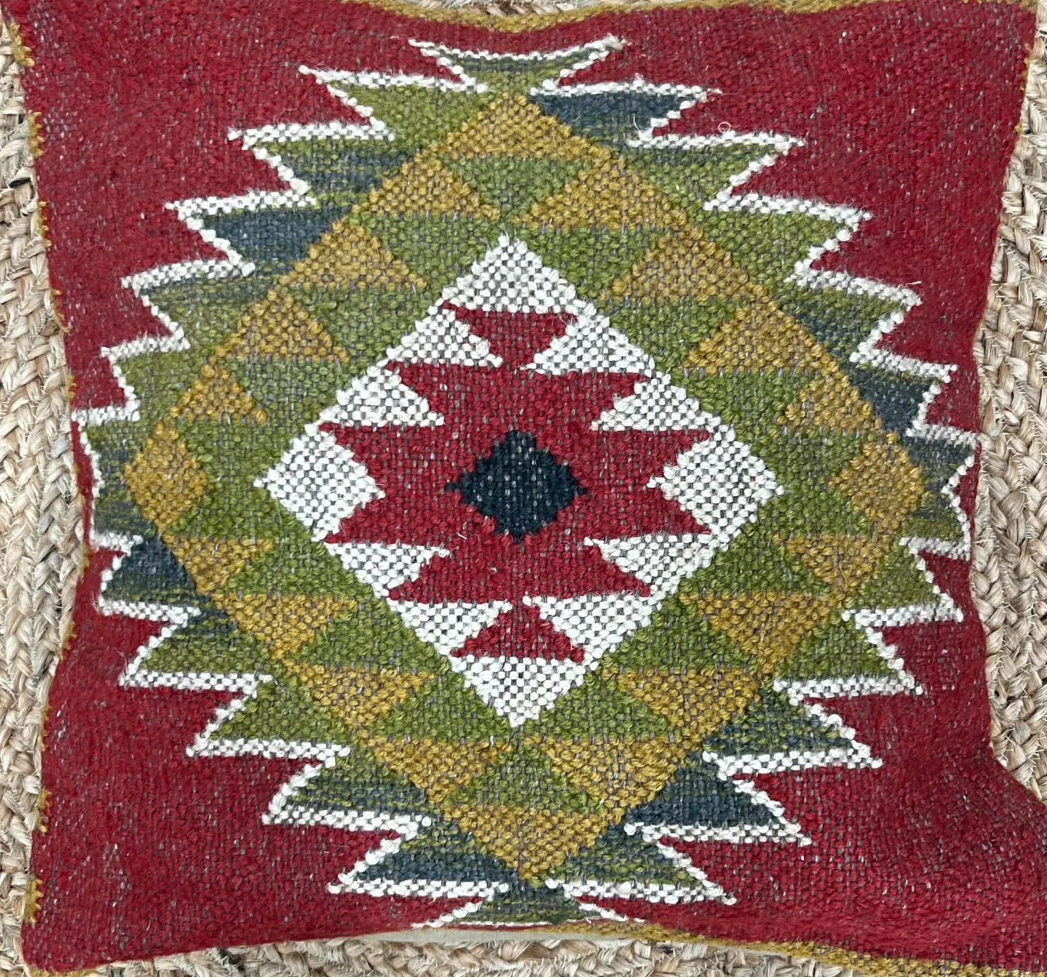 1_result Red Kilim Geometric Cushion Cover | Craftindo - Image 1