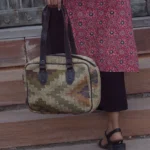Handmade Beige & Earthy Multicolor Jute Handbag | Geometric Woven Shoulder Bag | Craftindo