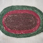 Handmade Multicolor Braided Oval Rug | Green, Red & Brown Woven Floor Mat | Craftindo