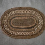 Handmade Natural Braided Jute Oval Rug | Brown & Ivory Woven Floor Mat | Craftindo