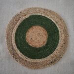 Handmade Round Jute Rug – Natural & Deep Green Braided Design | Craftindo