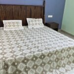 CraftInfo Brown & White Geometric Printed Bedsheet with Pillow Covers