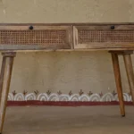 Craftindo Wooden Console Table with 2 Cane Drawers