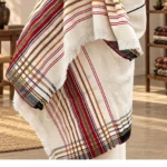 CraftInfo Handwoven Woolen Throw – Multicolor Striped Design