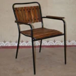 Craftinfo Wooden Slatted Armchair – Modern Wood & Metal Accent Chair
