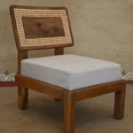 Craftinfo Cane Back Lounge Chair – Wooden Accent Chair with Cushion