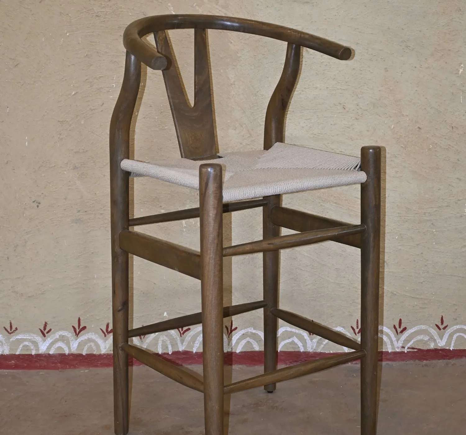 2_result Craftinfo Wooden Bar Chair – Modern Counter Height Chair with Armrest - Image 1