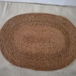 Handmade Natural Jute Oval Rug | Braided Brown Floor Mat | Craftindo