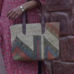 Handmade Multicolor Jute Tote Bag | Geometric Woven Shoulder Bag | Craftindo