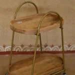 Craftindo 2-Tier Wooden Serving Trolley with Wheels